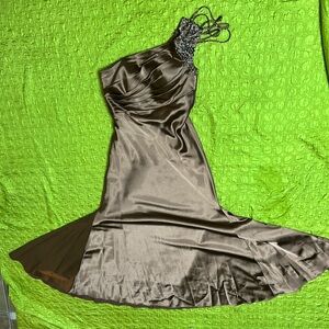 One Shoulder Brown Formal Dress